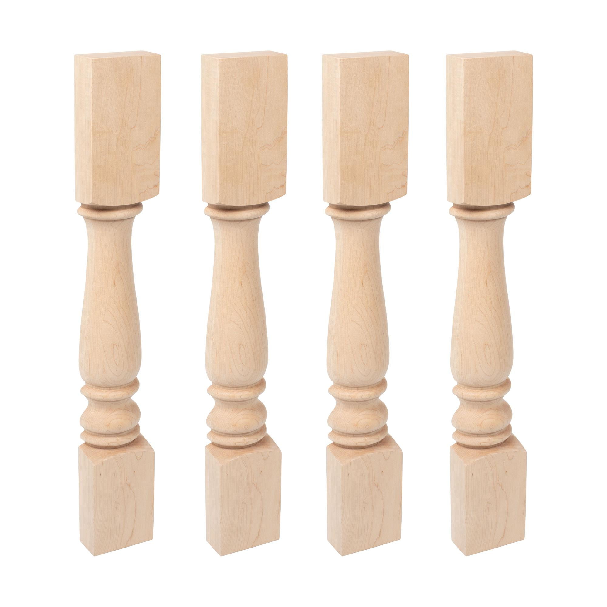 Unfinished Solid Cherry Half Round Kitchen Island Legs, Set of 4