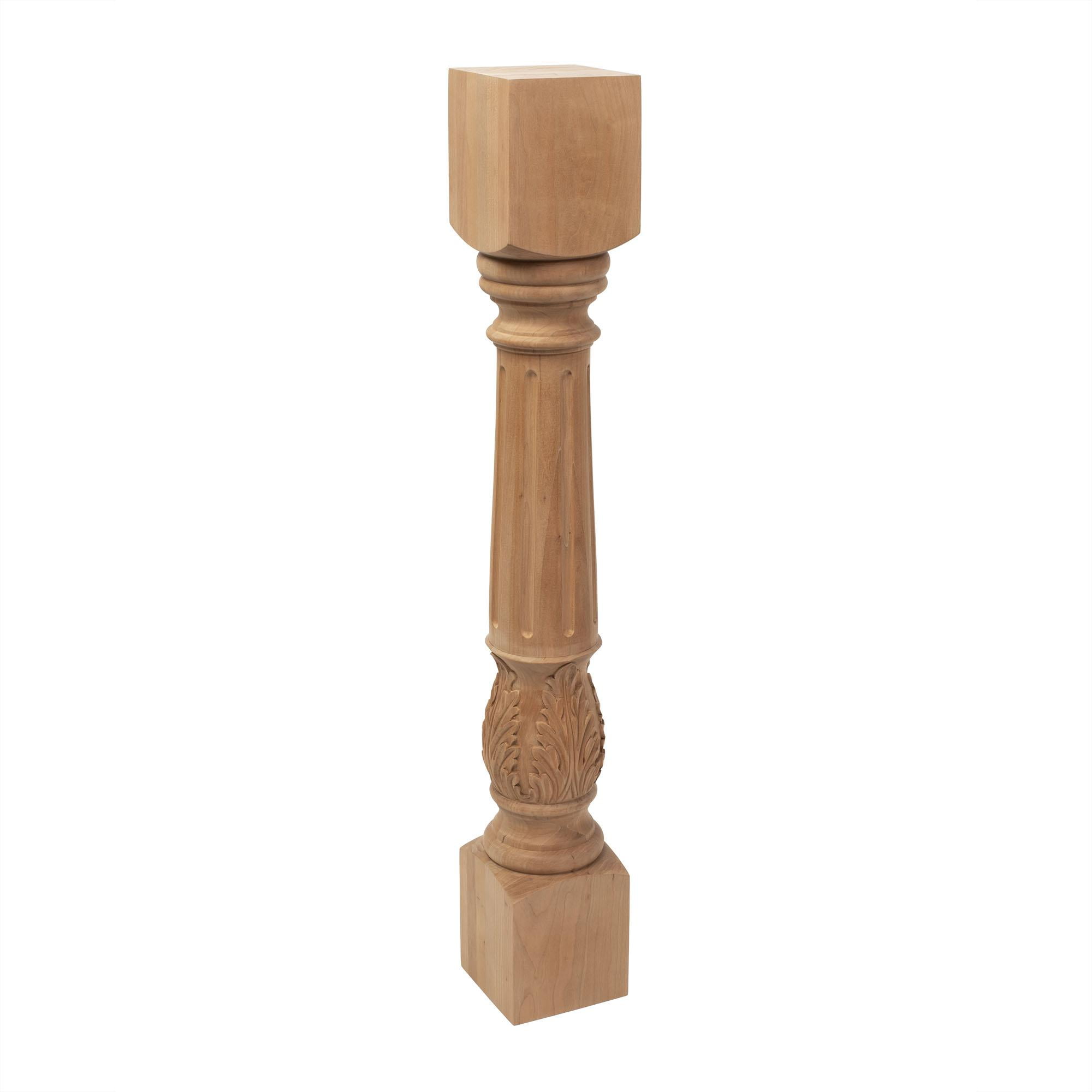 Unfinished Cherry Acanthus Leaf Kitchen Island Leg 35.25"