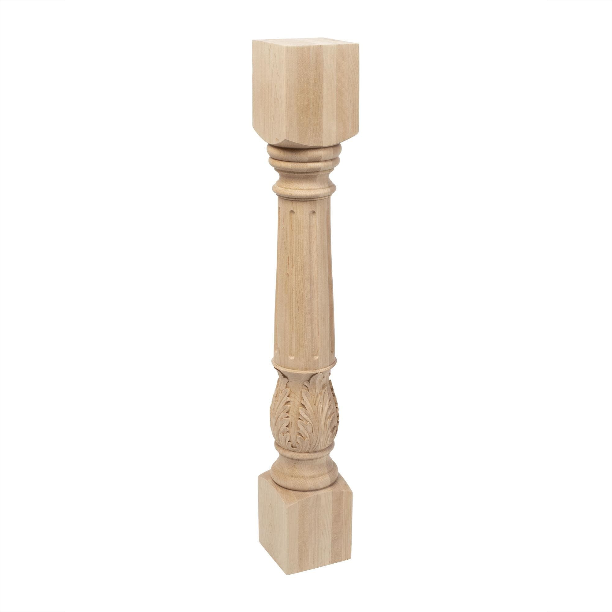 Unfinished Maple Acanthus Leaf Kitchen Island Leg 35.25"