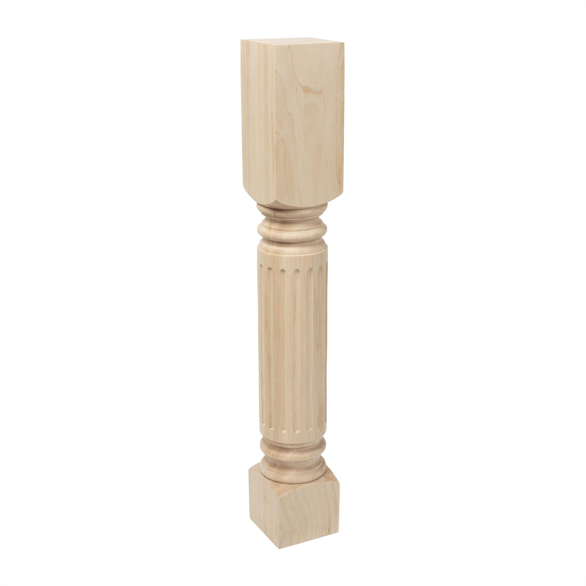 35.25" High Unfinished Hard Maple Fluted Kitchen Island Leg