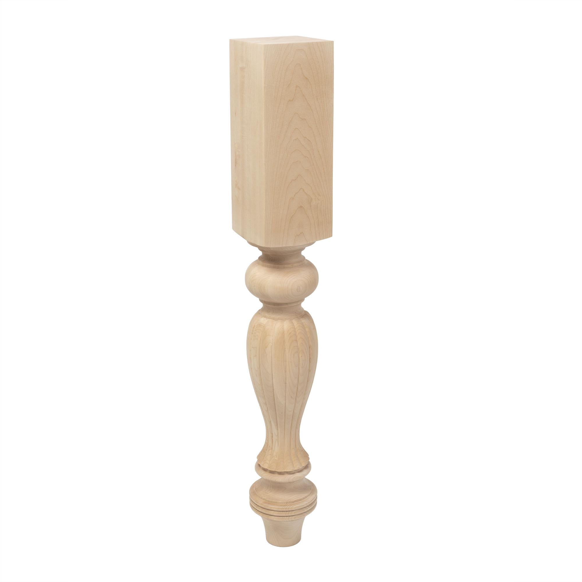 Unfinished Hard Maple French Kitchen Island Leg 35.25" High