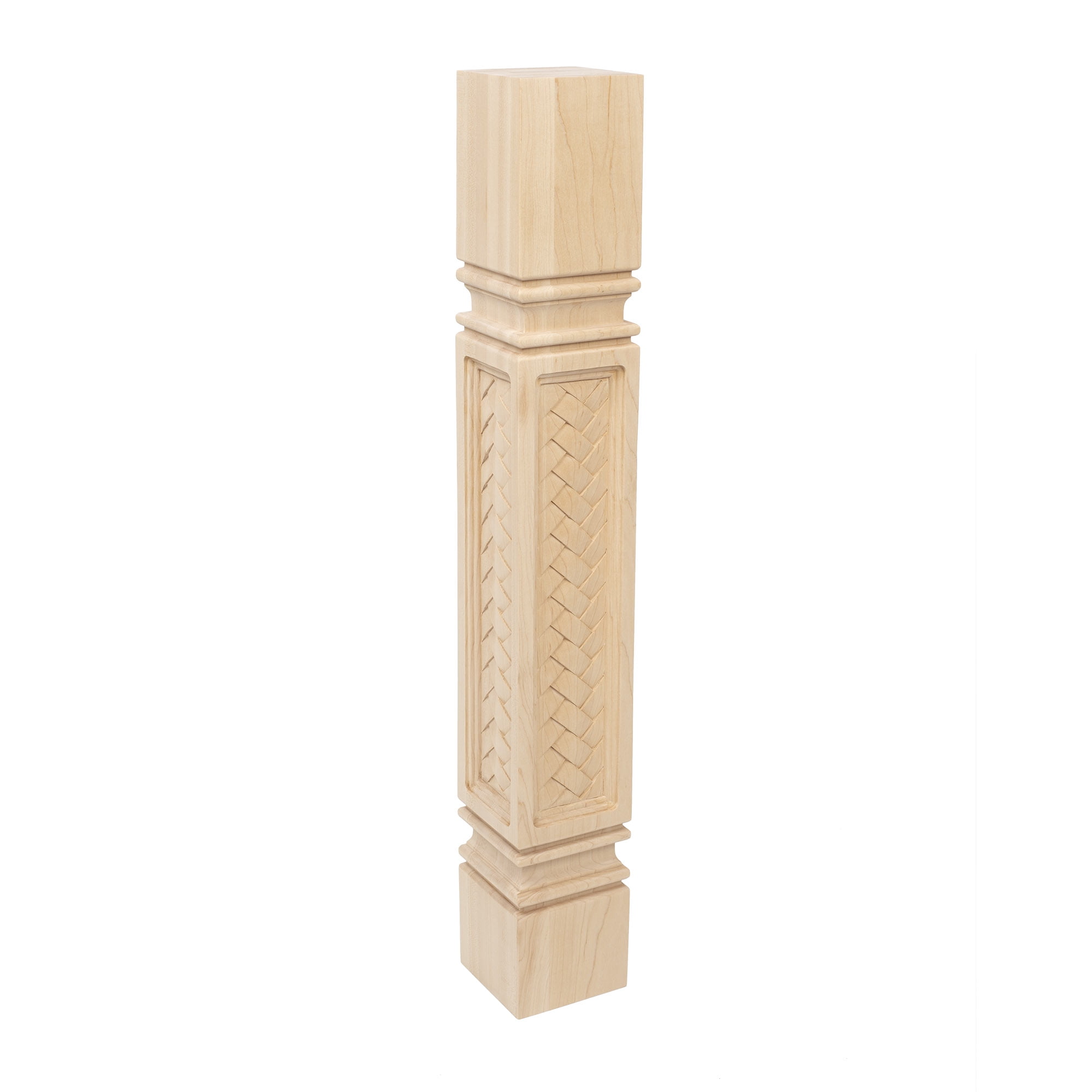 Unfinished Hard Maple Mission Weave Kitchen Island Leg 35.25"
