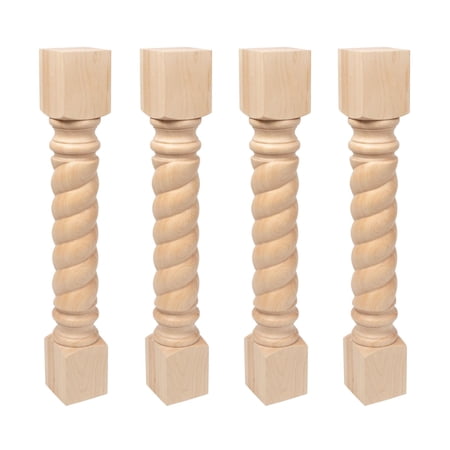 Outwater Rope Unfinished Hard Maple Kitchen Island Leg, 35-1/4 x 5 in (4-Pack)