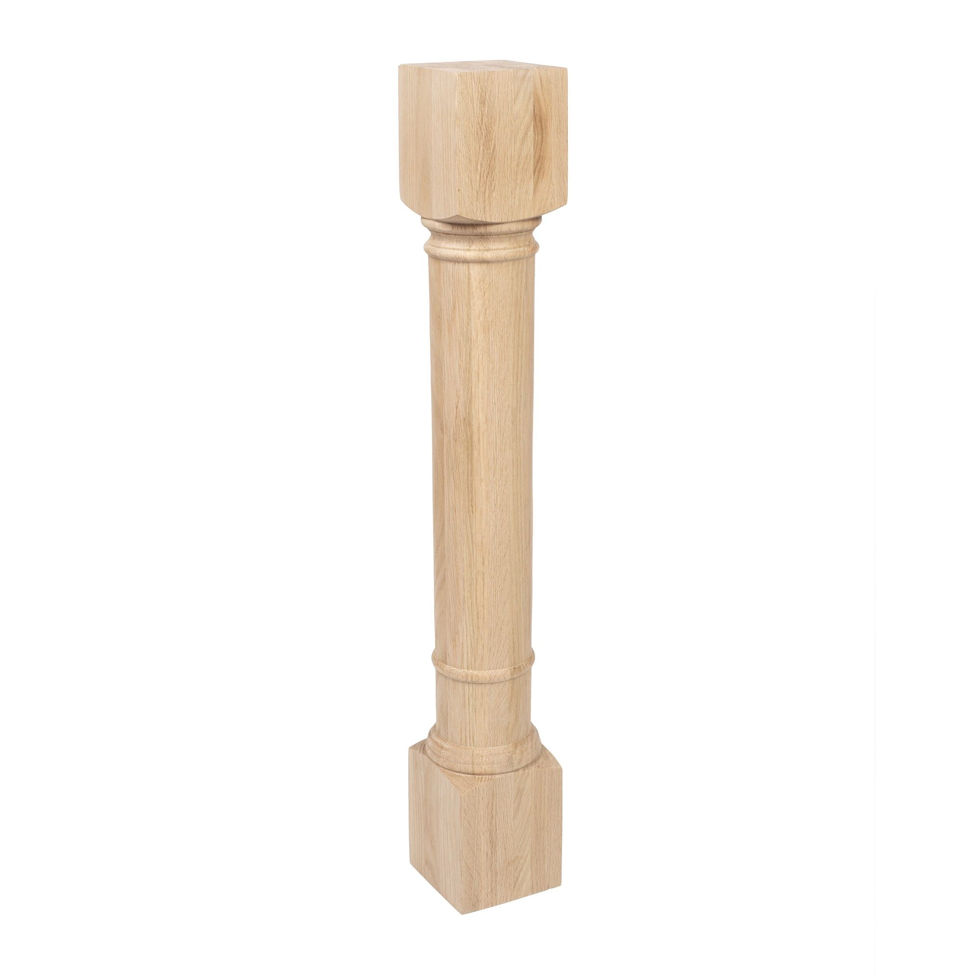 Unfinished Red Oak Traditional Full Round Kitchen Island Leg