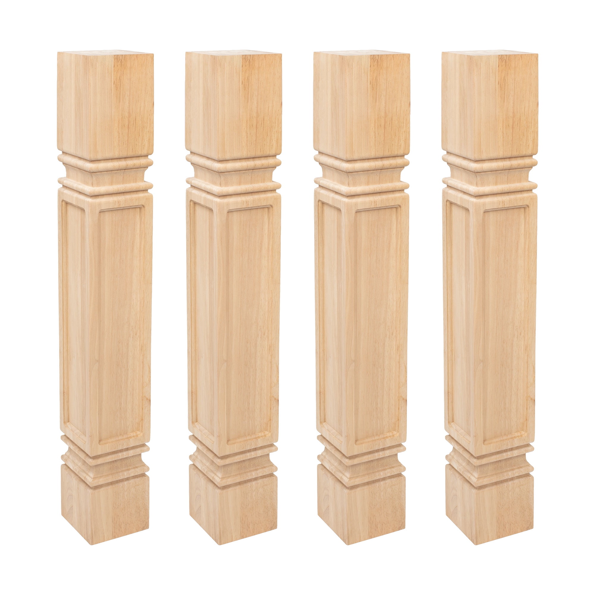 Unfinished Solid Rubberwood Mission Kitchen Island Leg Set