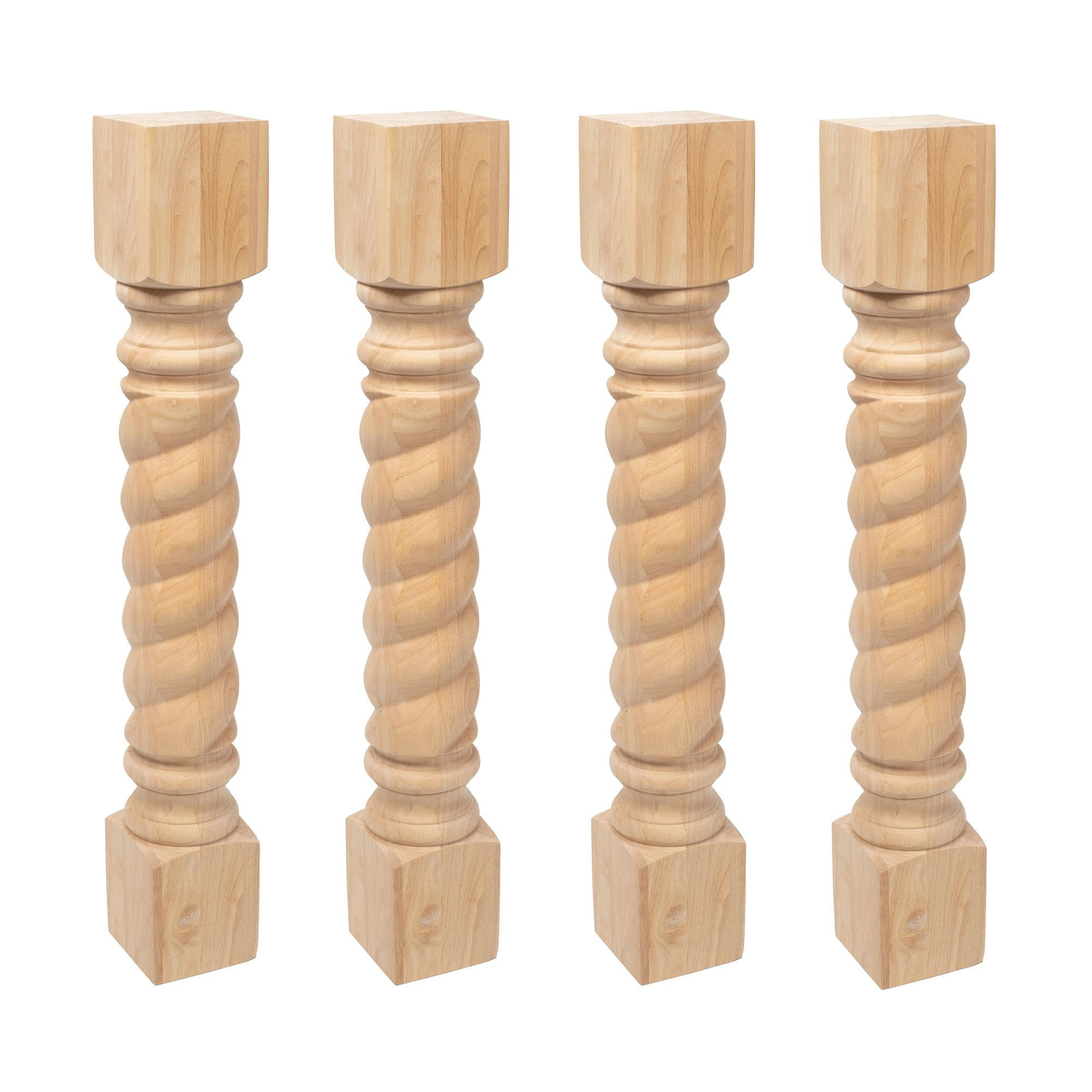 Unfinished Solid Hardwood Rope Kitchen Island Legs, Set of 4