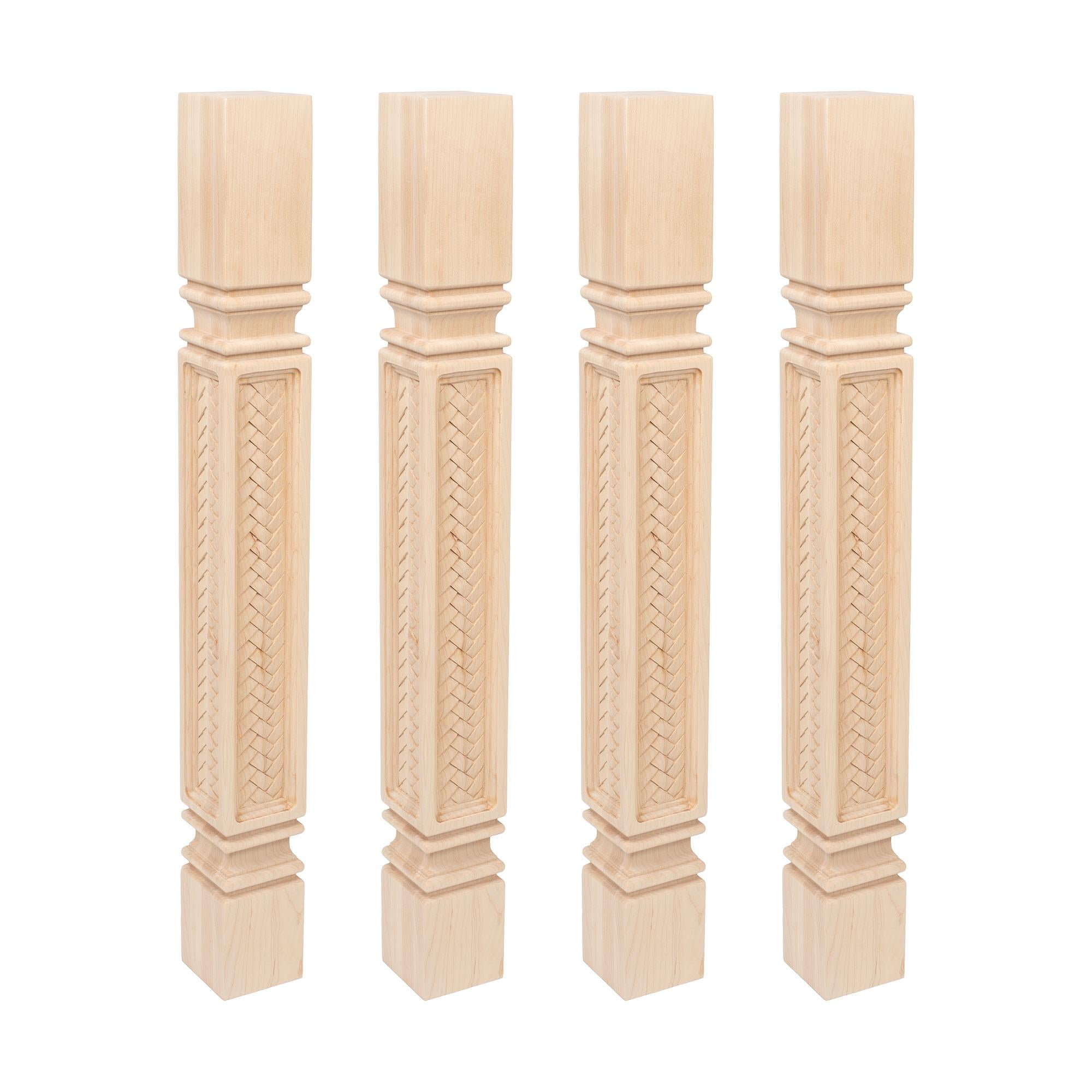 Unfinished Maple Mission Weave Kitchen Island Legs Set of 4