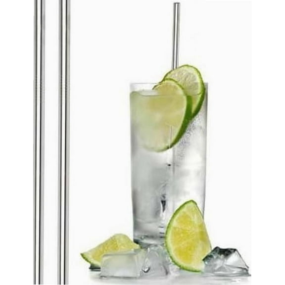 DesignerBox Extra-Long Stainless Steel Straws Milkshake Smoothie Straight Drinking Straw, 12 Inches Long x 0.3 Inches Diameter, Food-Safe 18/8 Stainless (Set of 2 Pcs)