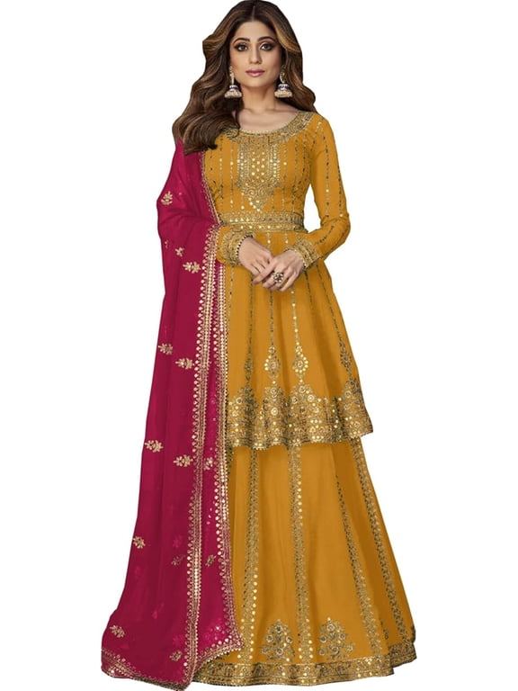 Pakistani Party Wear Dress for Women, Anarkali Lehenga Style Ready to Wear Salwar Kameez Outfit