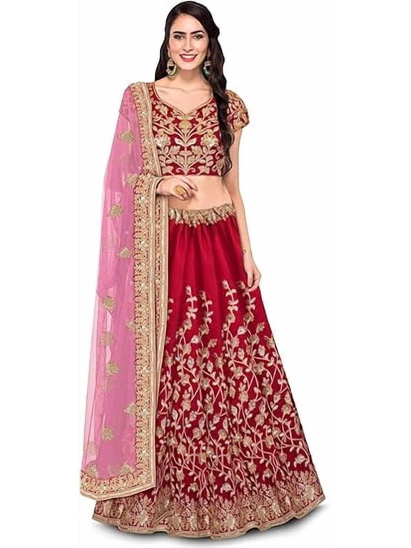 Red Lehenga Choli for Women, Heavy Embroidered Blouse with Dupatta, Indian Wedding Party Wear Traditional Ethnic Outfit