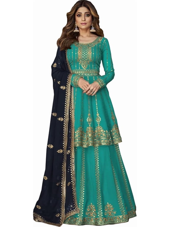 Women Pakistani Anarkali Dress, Lehenga Style Salwar Kameez with Dupatta, Party Wear Outfit