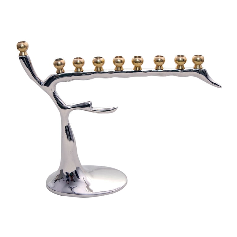 Zion Judaica Barren Winter Tree Menorah, Aluminum photo 1