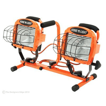 Designers Edge L14SLED Orange 1000-Watt Twin-Head Adjustable to 68" Halogen Work Light with Telescoping Tripod Stand