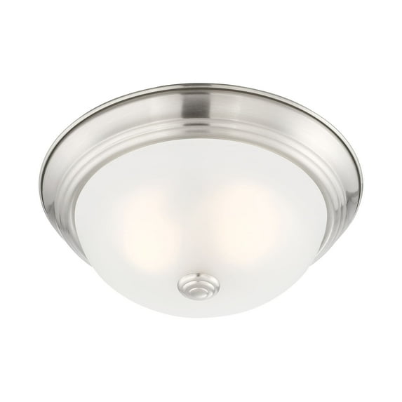 Designers Fountain 11 inch 2-Light Satin Platinum Interior Flush Mount Ceiling Light with Etched Glass Shade, 1257S-SP-W