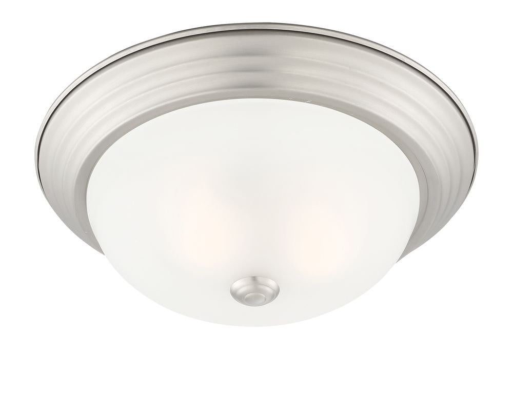 Contemporary Pewter 13'' Flush Mount Ceiling Light with Etched Glass