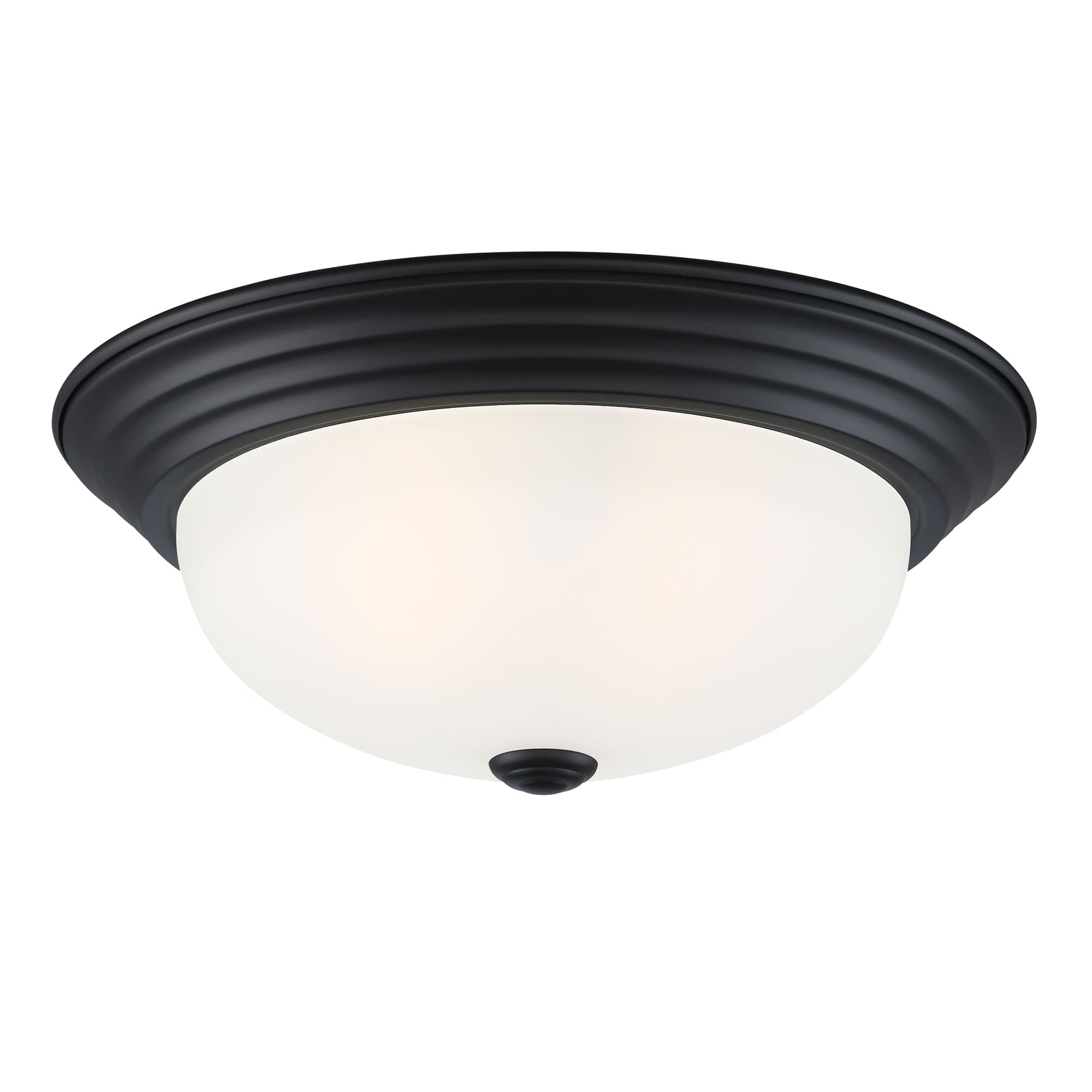 Matte Black and Glass 13'' Flush Mount Ceiling Light