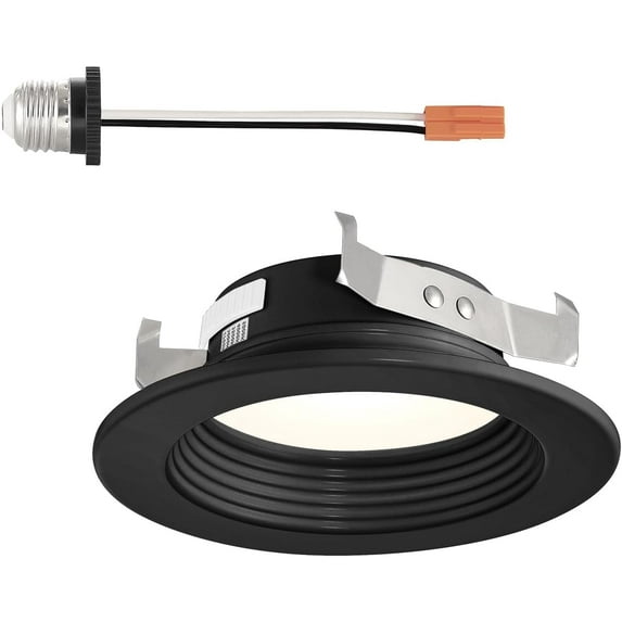 Designers Fountain 4 in. Black Baffle Trim Dimmable Selectable CCT LED Recessed Can Light for Damp Indoor Areas