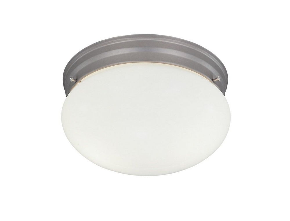 Satin Etched Glass Globe 9'' Pewter Flushmount Light Fixture