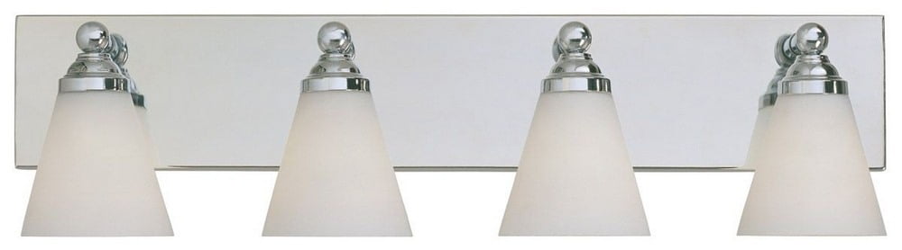 Hudson Elegant Chrome 4-Light Bathroom Wall Fixture with White Opal Glass