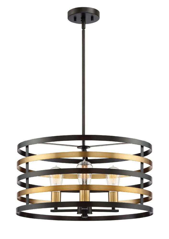 Mya Contemporary Drum Pendant Light in Antique Bronze