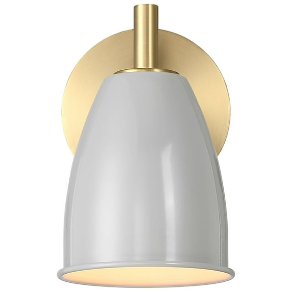Designers Fountain Biba 8 inch 1-Light Brushed Gold Modern Wall Sconce Light Grey Sky Metal Shades, D287M-WS-BG