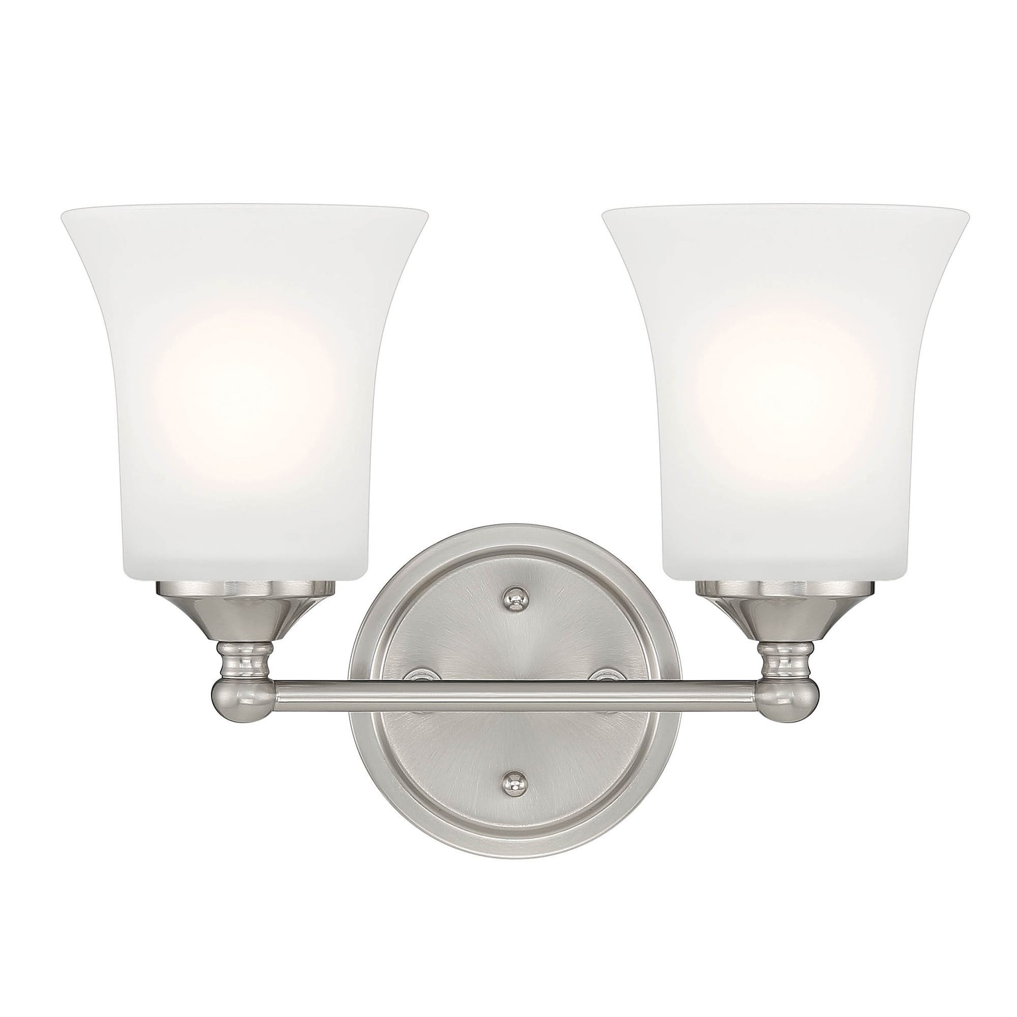 Designers Fountain Bronson 2 Light Brushed Nickel Bathroom Vanity Light Fixture, D278M-2B-BN