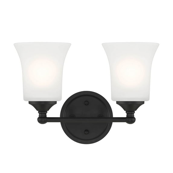 Designers Fountain Bronson 2 Light Matte Black Bathroom Vanity Light Fixture, D278M-2B-MB