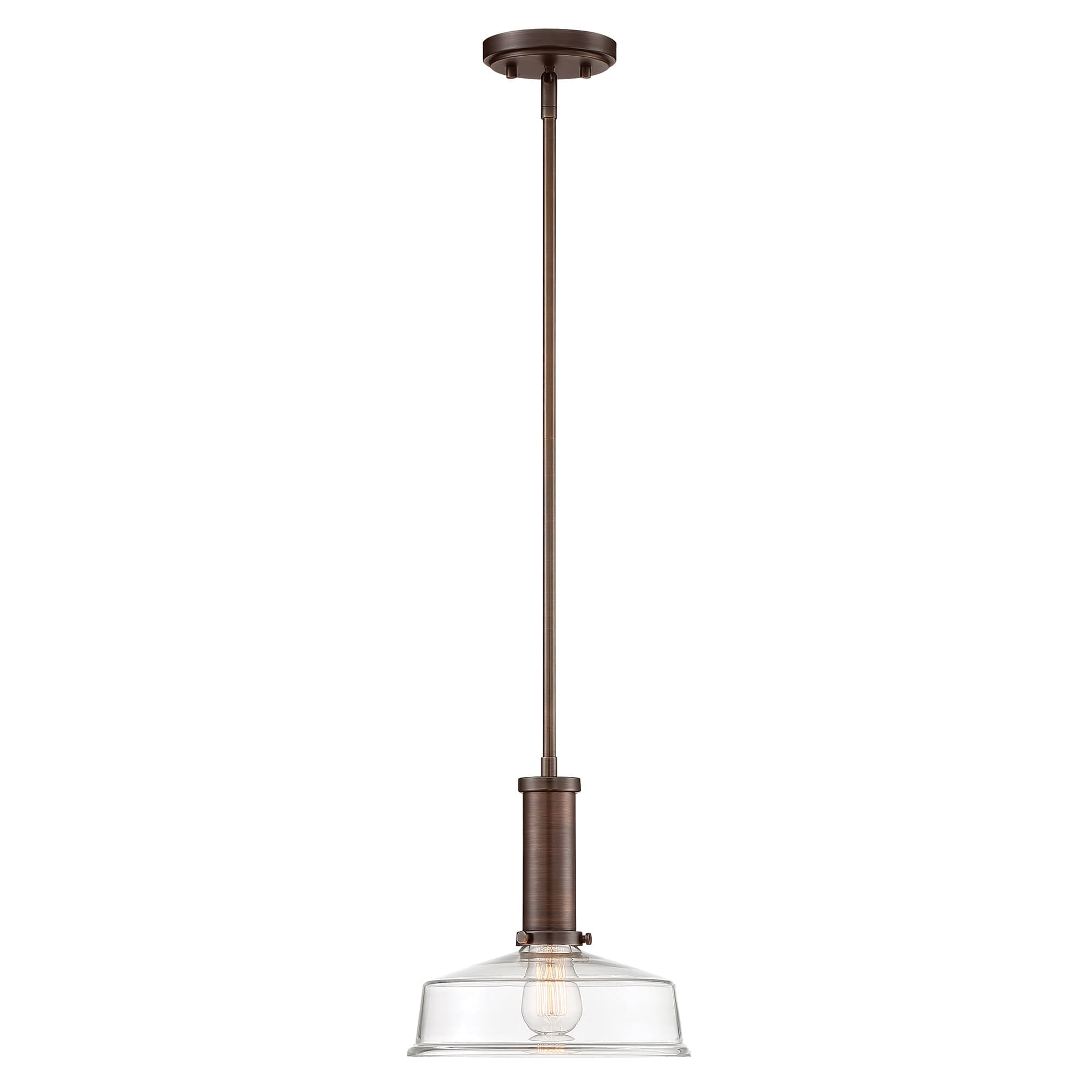 Carson Modern Farmhouse Industrial Bronze Glass Pendant Light