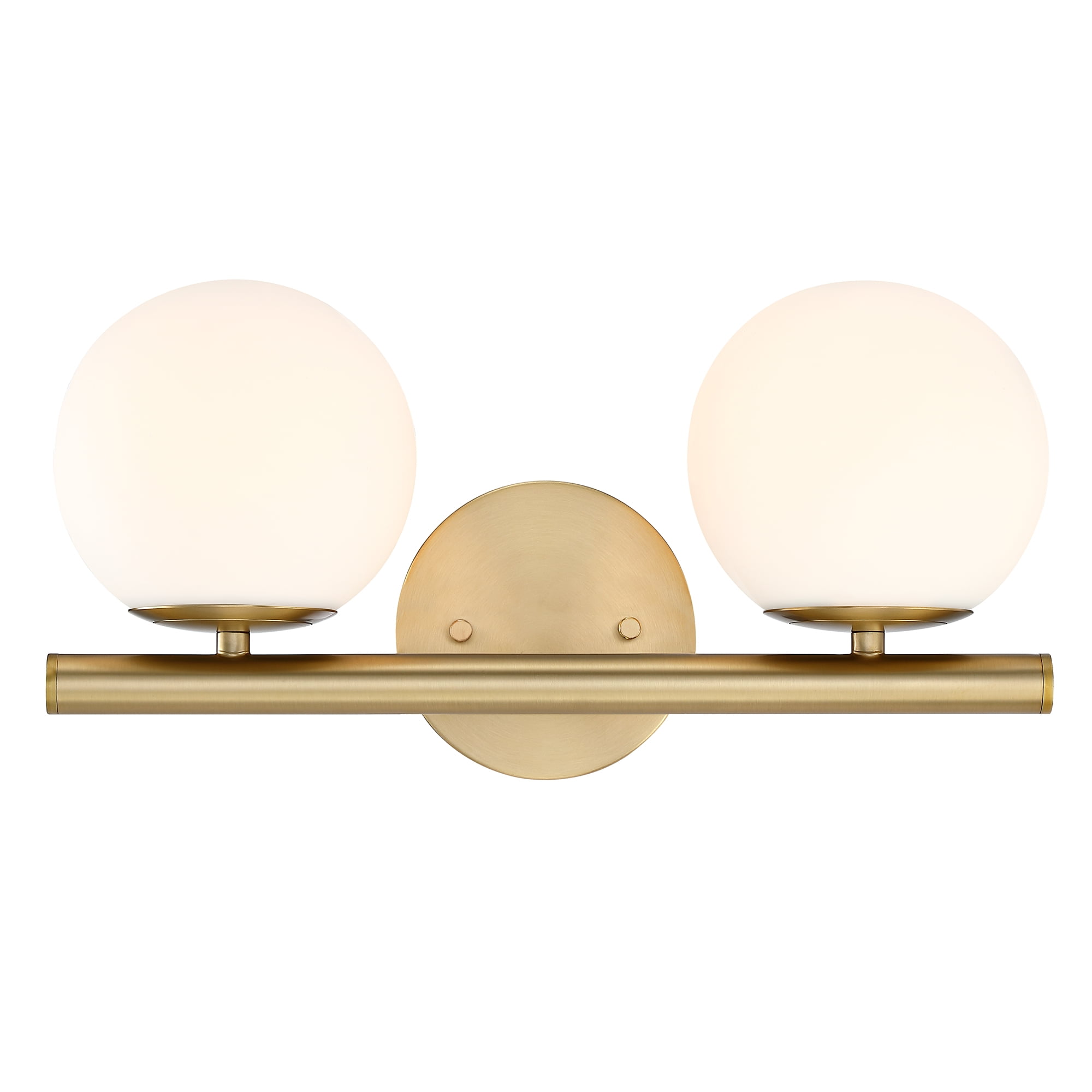 Designers Fountain Crown Heights 16 inch 2-Light Brushed Gold Bathroom Vanity Light Fixture with White Art Glass Shades, D252C-2B-BG
