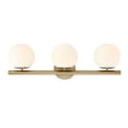 thumbnail image 1 of Designers Fountain Crown Heights 25 inch 3-Light Brushed Gold Bathroom Vanity Light Fixture with White Art Glass Shades, D252C-3B-BG, 1 of 6