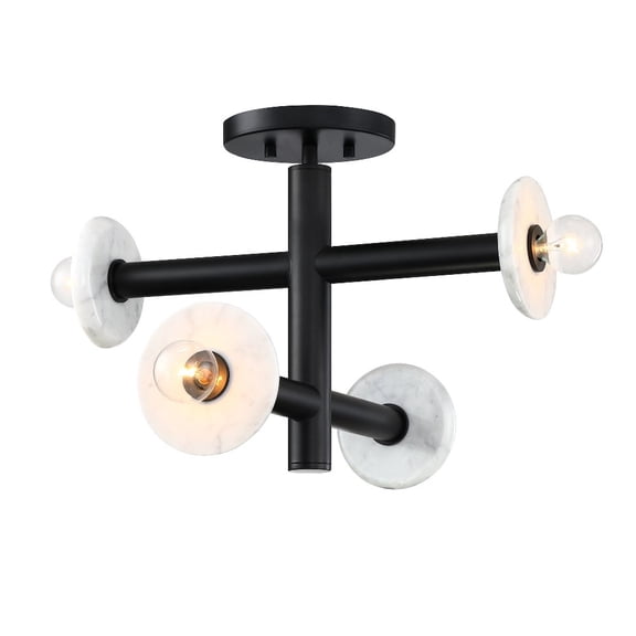 D325C-SF-MB Designers Fountain Fina - 4 Light Convertible Semi-Flush Mount-12.25 Inch Tall and 16 Inch Wide-Matte Black Finish