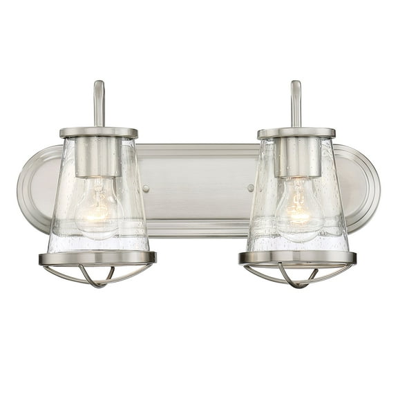 Designers Fountain Darby Satin Platinum 2 Light Bathroom Vanity Light Fixture, 87002-SP