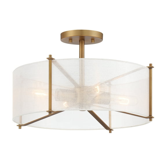 Designers Fountain Daybreak 4 Light Old Satin Brass Semi-Flush Mount Ceiling Light, D223M-SF-OSB