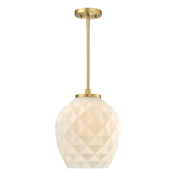 Designers Fountain Dita Classic Brushed Gold 12 inch Bell Pendant with Etched Opal Glass Shade, D289M-12P-BG