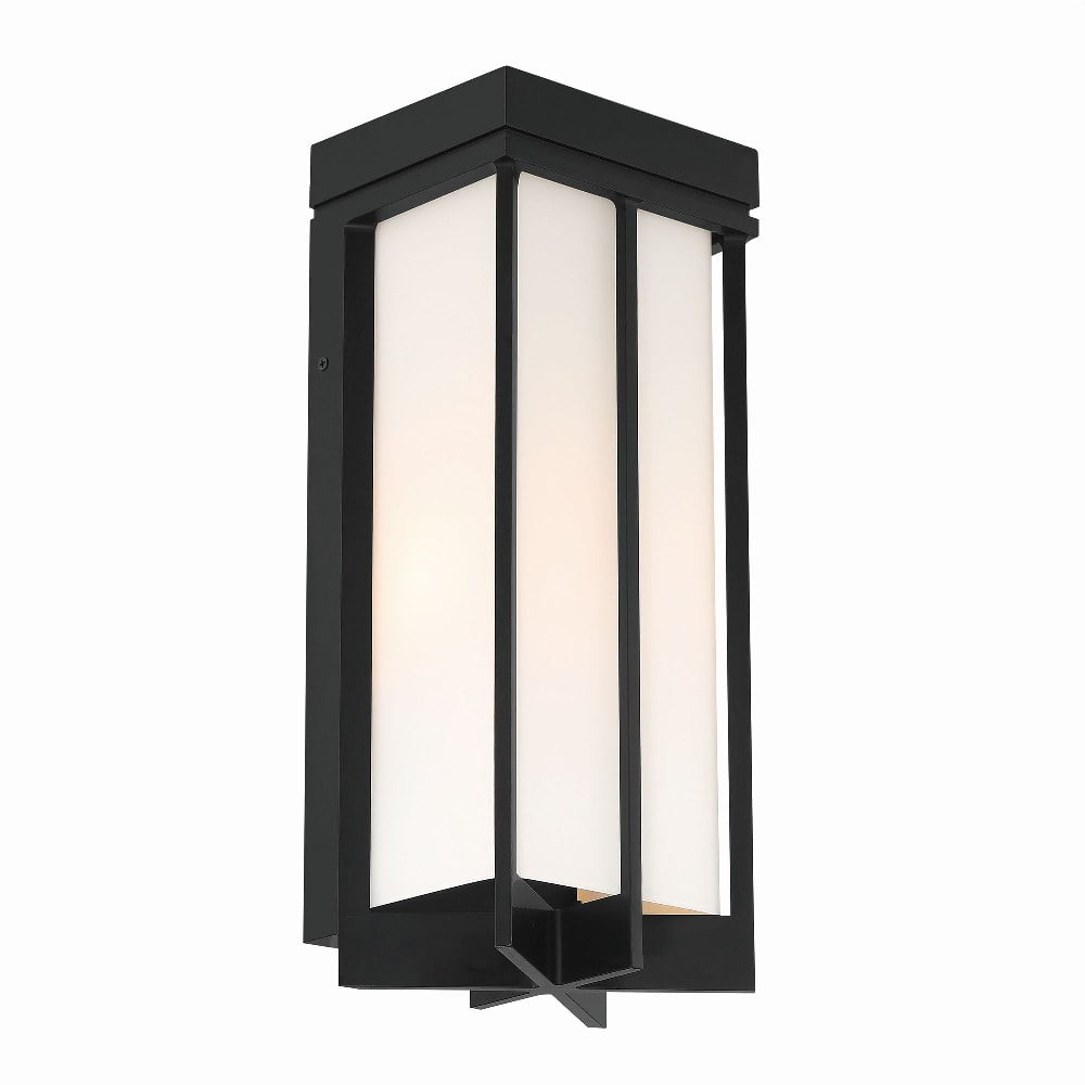 17.5" Matte Black Metal Lantern Wall Sconce