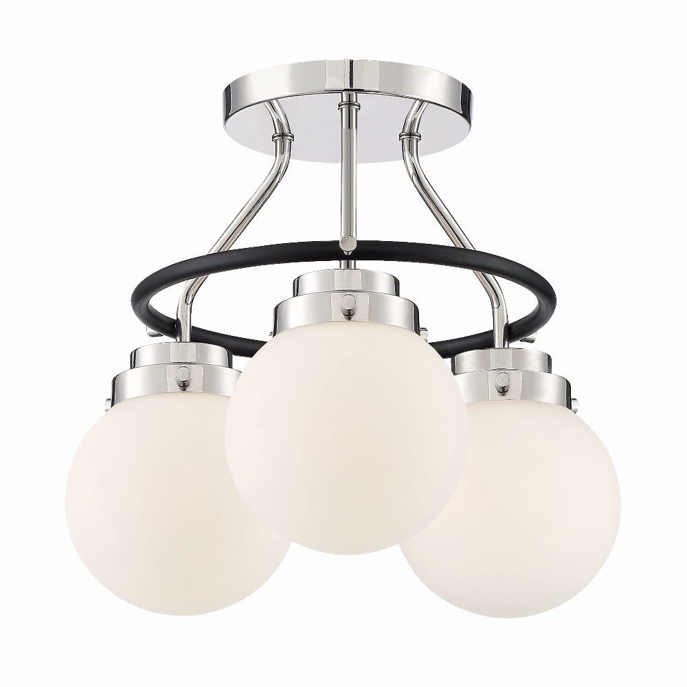 Elle Polished Nickel 3-Light Semi Flush Mount Ceiling Light