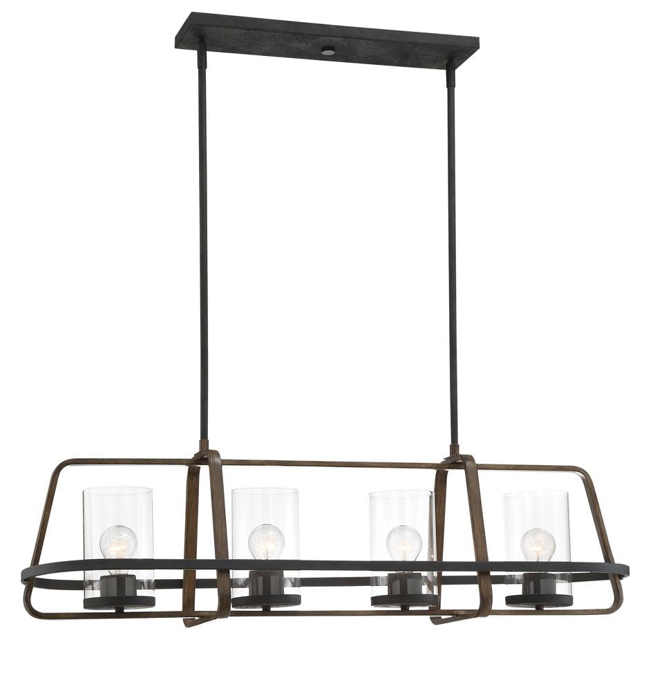 Black Forged Metal 4-Light Island Chandelier