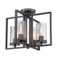 thumbnail image 1 of Elements 14.5 in. 4-Light Charcoal Industrial Semi-Flush Mount with Clear Rain Glass Shades and 4 Vintage Style Bulbs, 1 of 6