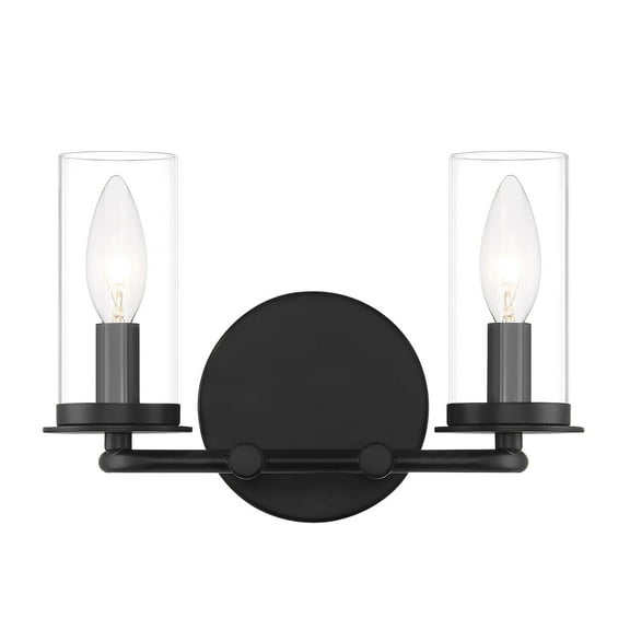 Designers Fountain Hudson Heights 2 Light Matte Black Bathroom Vanity Light Fixture, D268C-2B-MB