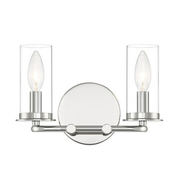 Designers Fountain Hudson Heights 2 Light Polished Nickel Bathroom Vanity Light Fixture, D268C-2B-PN