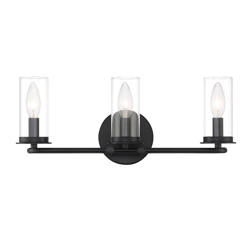 Hudson Heights Matte Black 3-Light 18" Wide Vanity Cylinder