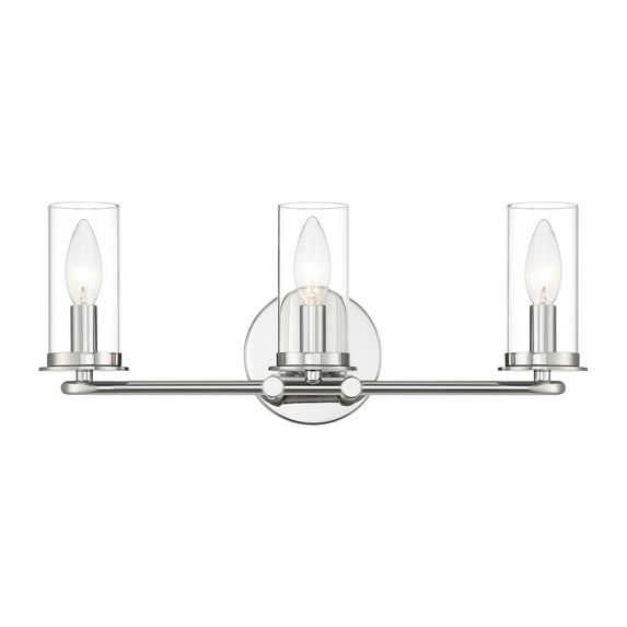 Designers Fountain Hudson Heights 3 Light Polished Nickel Bathroom Vanity Light Fixture, D268C-3B-PN