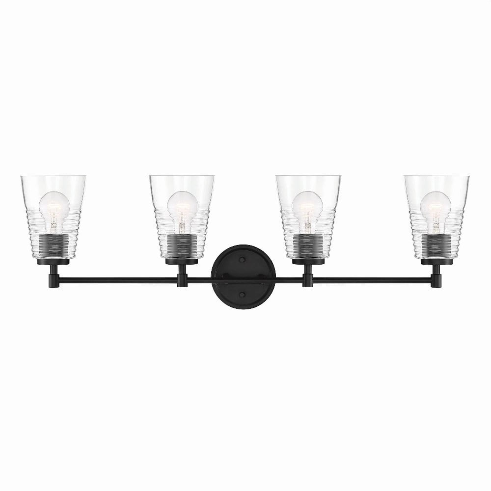 Ingo 33.5" Black Matte 4-Light Dimmable Bath Vanity