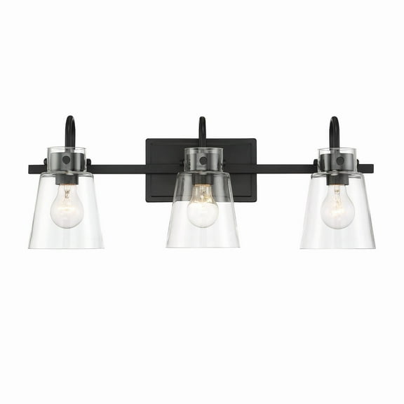 Designers Fountain Inwood 3 Light Matte Black Bathroom Vanity Light Fixture, D214M-3B-MB