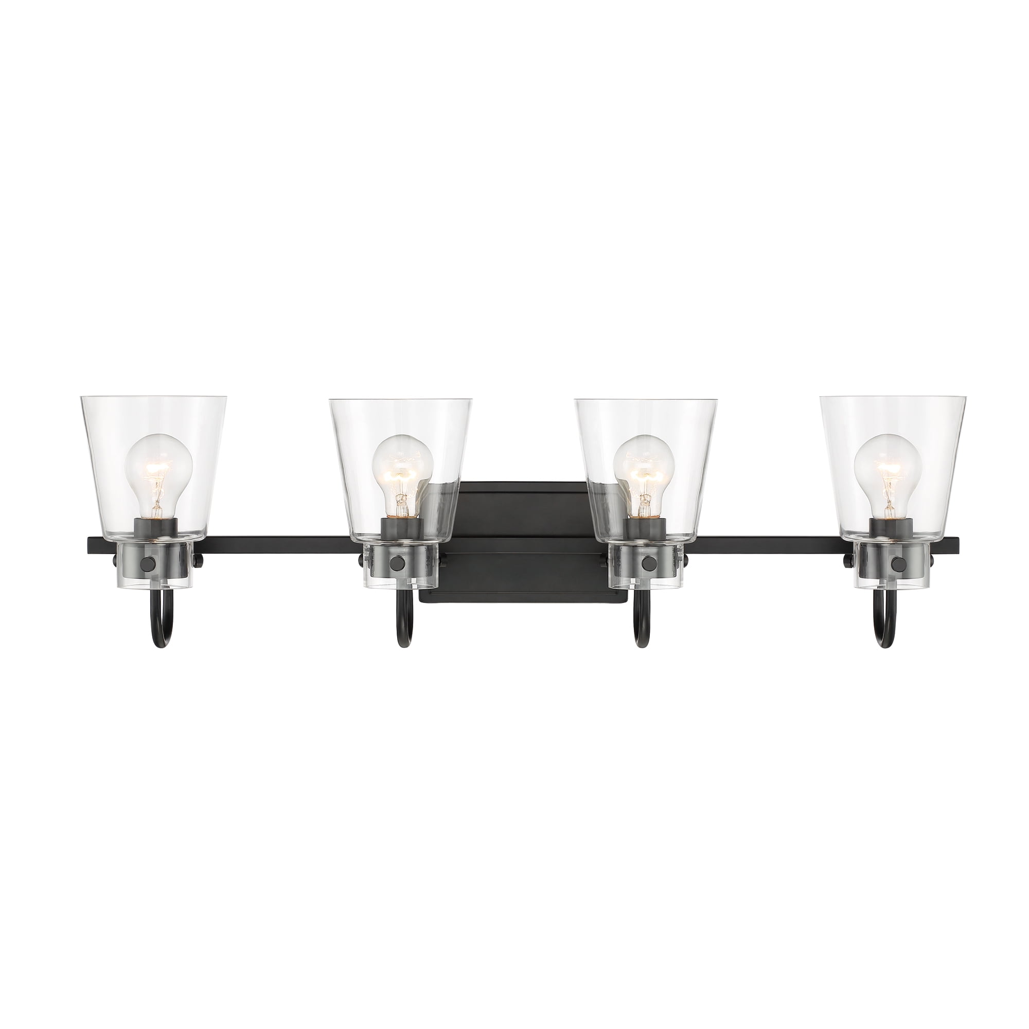 Inwood 32'' Matte Black Vanity Light with Clear Blown Glass Shades