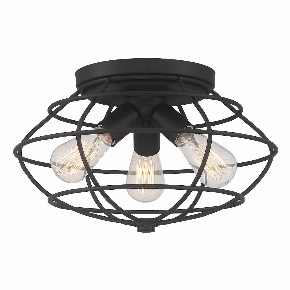 Jax Matte Black 3-Light Flush Mount Ceiling Fixture