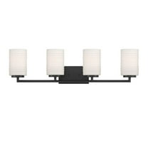 Designers Fountain Leavenworth 4 Light Matte Black Bathroom Vanity Light Fixture, D257M-4B-MB