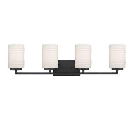 Designers Fountain Leavenworth 4 Light Matte Black Bathroom Vanity Light Fixture, D257M-4B-MB