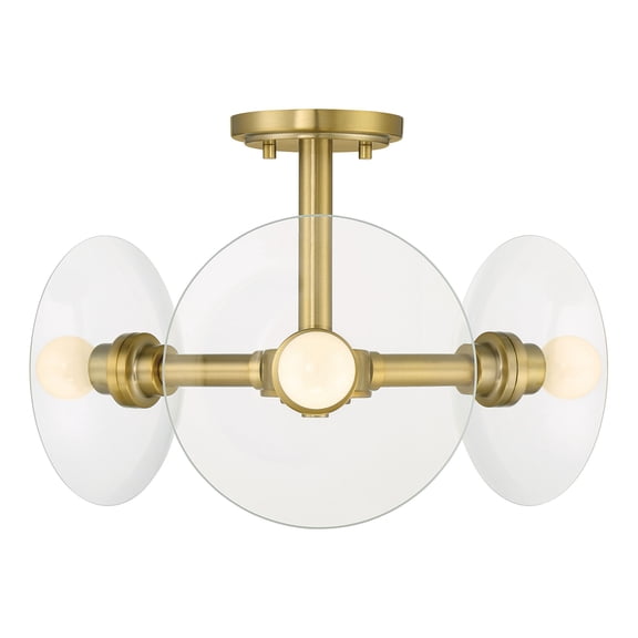 Designers Fountain Litto 14.75 inch 3-Light Brushed Gold Modern Semi Flush Mount Ceiling Light, D294C-SF-BG