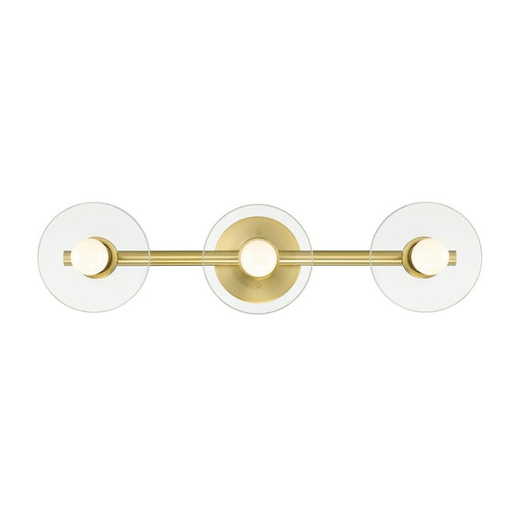 Designers Fountain Litto 24 inch 3-Light Brushed Gold Modern Bathroom Vanity Light Fixture with Clear Glass Shades, D294C-3B-BG